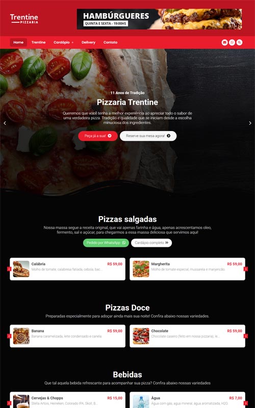 Página inicial do site